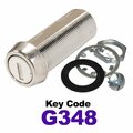 Global RV SS Compartment Lock, Cam/Blade Style, 1-3/4in Threaded Barrel, Blades not Included, Keyed to G348 CLB-348-134-SS